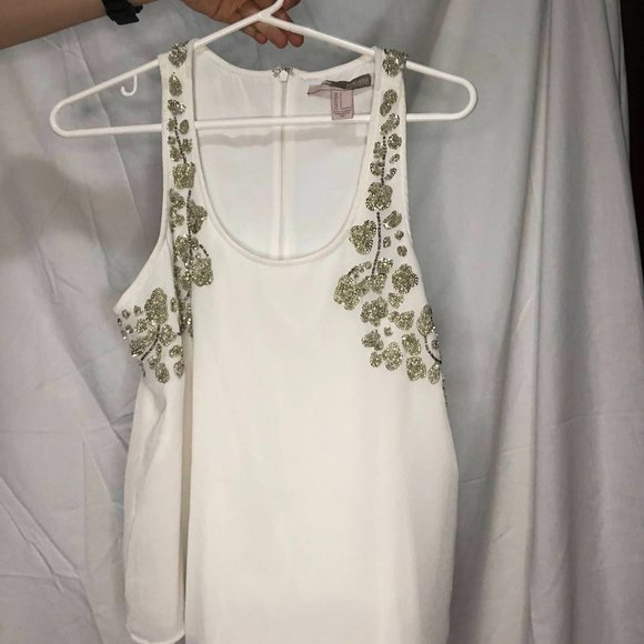 White Flowing Tank Top with Beading - Picture 2 of 3